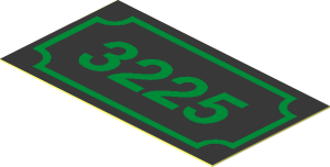 Sticker  1 x  1.8 with Gold "3225" and Frame on Black Background