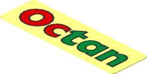 Sticker  0.65 x  1.95 with "Octan" Lettering with Medium-Bold Borders