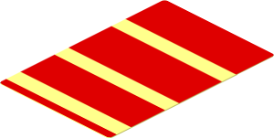 Sticker  2 x  3 with  4 Cascading Red Stripes