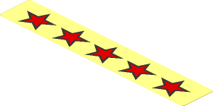 Sticker  0.8 x  4.8 with  5 Red Black Outlined Stars and Transparent Background