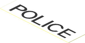 Sticker  0.7 x  2.9 with Thin Black "POLICE"