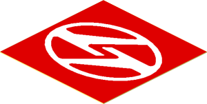 Sticker  1.8 x  1.8 with Stylised White "LT" in Ellipse on Red Background