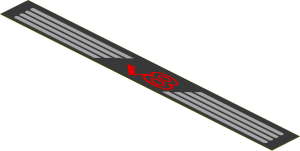 Sticker  0.8 x  7.7 with Red "v8" and Grey Right-Aligned Stripes on Black