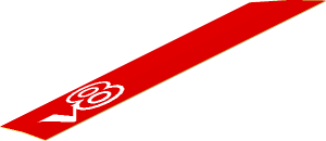 Sticker  0.6 x  4.5 Trapezoid with White "v8" on Left Side on Red Background (Formed)