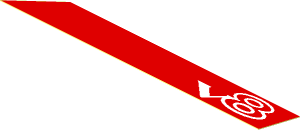 Sticker  0.6 x  4.5 Trapezoid with White "v8" on Right Side on Red Background