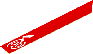 Sticker  0.6 x  4.5 Trapezoid with White "v8" on Right Side on Red Background (Formed)
