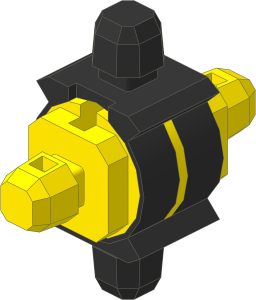 ~_Znap Connector  3 x  3 -  4 Way Closed with Rotating Section Black/Yellow (Obsolete)