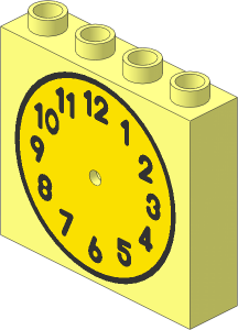 ~Duplo Brick  1 x  4 x  3 with Black and Yellow Clock Face Pattern