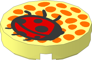 Tile  2 x  2 Round with Orange Dots and Red Ladybug Pattern