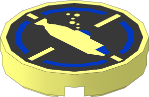 Tile  2 x  2 Round with Submarine Pattern