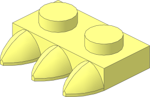 Plate  1 x  2 with 3 Teeth In-line