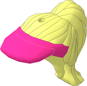 Figure Friends Hair Long with Ponytail, Side Bangs and Dark Pink Sun Visor Pattern