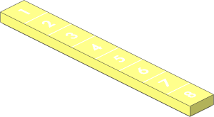 Tile  1 x  8 with White "1" to "8" Pattern