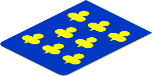 Sticker Minifig Vest with Yellow Trefoils on Blue Background