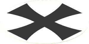 Sticker  6.0 x  6.0 Round with Black Iron Cross on White Background