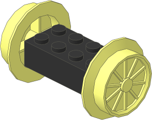 Brick  2 x  4 Black with Train Wheels Large (Complete)