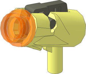 Minifig Gun Shooting Blaster with Dark Bluish Grey Trigger and Trans Orange Projectile