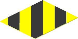 Sticker  1.1 x  0.9 with Black and Yellow Danger Stripes Left Up