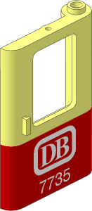 Train Door  1 x  4 x  5 Right with Red Bottom Half Pattern and White DB 7735 Sticker