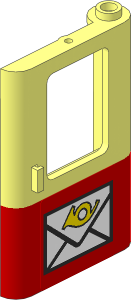 Train Door  1 x  4 x  5 Right with Red Bottom Half Pattern and White Mail Logo Sticker