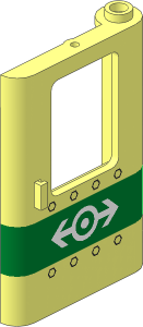Train Door  1 x  4 x  5 Right with Green Stripe White Train Logo and Rivet Pattern
