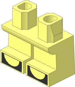 Minifig Hips and Legs Short with Black Open Toe Shoes Pattern
