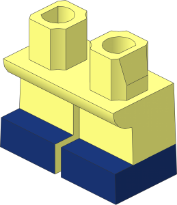 Minifig Hips and Legs Short with Dark Blue Shoes Pattern