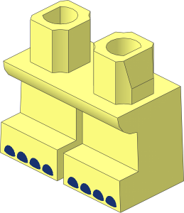 Minifig Hips and Legs Short with Dark Blue Toes Pattern