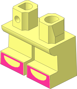 Minifig Hips and Legs Short with Magenta Open Toe Shoes Pattern