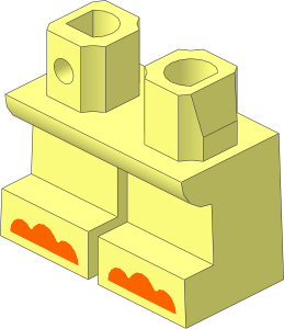 Minifig Hips and Legs Short with Orange Toes Pattern
