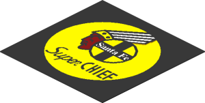 Sticker  1.9 x  1.9 with American Indian Head and Santa Fe Super Chief Logo