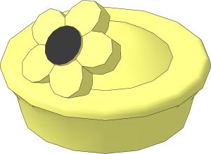 Minifig Hat Pillbox with Flower with Black Centre Pattern
