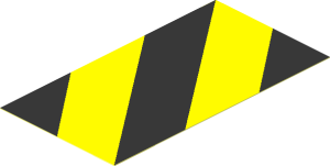 Sticker  3.4 x  1.8 with Black and Yellow Danger Stripes Right