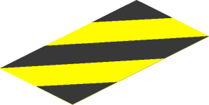 Sticker  3.4 x  1.8 with Black and Yellow Danger Stripes Left