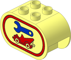 Duplo Brick  2 x  4 x  2 with Rounded Ends with Tool and Tow Truck Pattern