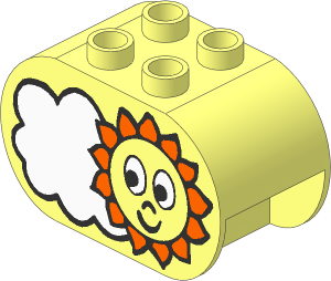 Duplo Brick  2 x  4 x  2 with Rounded Ends with Sun and Cloud Pattern