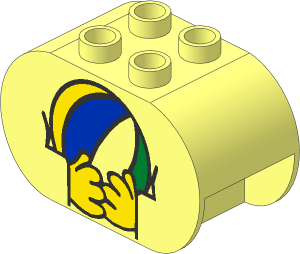 Duplo Brick  2 x  4 x  2 with Rounded Ends with Hands Holding Ball Pattern
