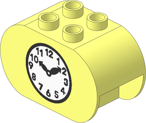Duplo Brick  2 x  4 x  2 with Rounded Ends with Clock Pattern