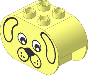 Duplo Brick  2 x  4 x  2 with Rounded Ends with Dog Face Plain Pattern