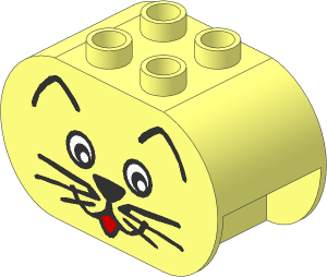 Duplo Brick  2 x  4 x  2 with Rounded Ends with Cat Face Plain Pattern