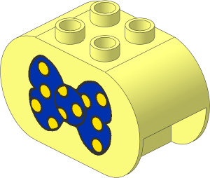 Duplo Brick  2 x  4 x  2 with Rounded Ends with Blue Bow Tie with Yellow Spots Pattern