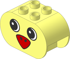 Duplo Brick  2 x  4 x  2 with Rounded Ends with Bird Face Pattern