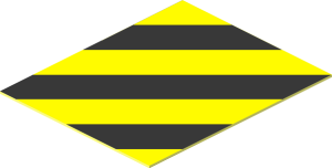 Sticker  1.1 x  0.9 with Black and Yellow Danger Stripes Right Up