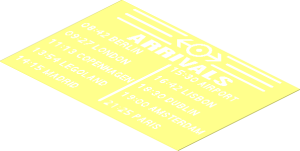 Sticker  2.6 x  3.8 Timetable with "ARRIVALS"