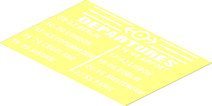 Sticker  2.6 x  3.8 Timetable with "DEPARTURES"