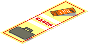 Sticker  5.0 x  1.7 with Train Ticket, "CARGO" and Suitcase