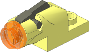 Plate  1 x  2 with Mini Shooting Blaster with Dark Bluish Grey Trigger and Trans Orange Projectile