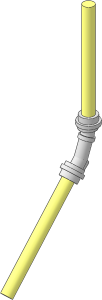 Minifig Lightsaber with Bend Chrome Silver - 2 Sides On