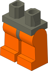 ~_Minifig Hips and Legs (Complete) Dark Grey/Orange (Obsolete)