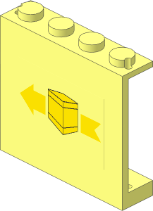 Panel  1 x  4 x  3 with Solid Studs and Yellow Box and Arrow Left Sticker